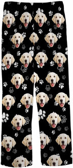 MyPupSocks Custom Pajama Pants for Pet Lover, Personalized Photo Face Printed Pajama Bottoms Sleepwear with Pockets