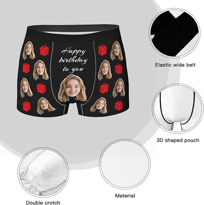 Personalized Underwear for Men with Face Custom Face Boxers Customized Boxer Briefs Funny Gifts for Him Husband Boyfriend