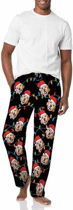 MyPupSocks Custom Pajama Pants for Pet Lover, Personalized Photo Face Printed Pajama Bottoms Sleepwear with Pockets