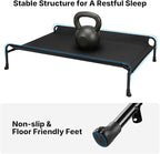 Veehoo Outdoor Elevated Dog Bed with Headrest Sides, Raised Dog Beds for Large Dogs, Washable Cooling Dog Cot with Non-Skid Feet, Breathable Mesh, Pet Hammock for Indoor or Camping, 41", Black