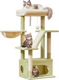 Taoqimiao Cat Tree,38.5-Inch Cat Tower for Indoor Cats,Suitable for Kittens with Luxurious cat condo with Adjustable Baskets and Luxurious Perch MS029SGB Green and Beige
