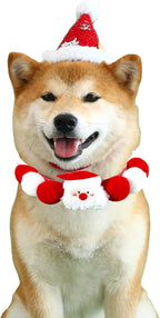Lionheart glory Christmas Collar Pom-Pom Plush Ball Collar for Medium Dogs Pet Christmas Costume Soft Funny Dog Collar Xmas Party Accessories Headgear