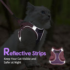 Dooradar Cat Harness and Leash Set, Escape Proof Lightweight Kitten Harness, Soft Breathable Reflective Vest for Outdoor Walking Traveling, Adjustable for Small Cats, Purple & Pink, S