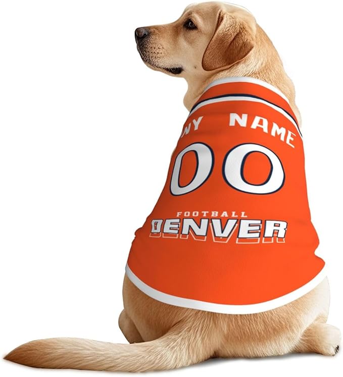 Denver Custom Pet Jersey Dog Clothes Jersey Various Sizes Customized Any Name & Number for Small & Middle and Big Dogs