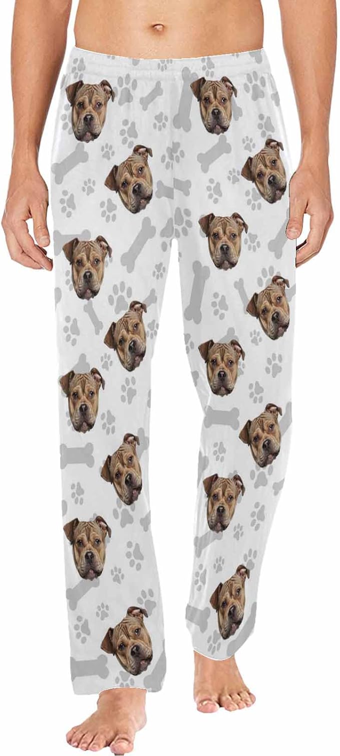MyPupSocks Custom Pet Face Pajamas Pants Photo Pajama Bottoms for Men S-XXL