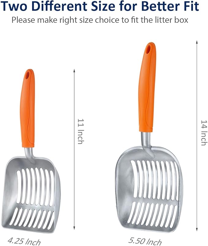 WePet Cat Litter Scoop, Aluminum Alloy Sifter, Kitty Metal Scooper, Deep Shovel, Long Handle, Poop Sifting, Kitten Pooper Lifter, Durable, Heavy Duty, for Litter Box