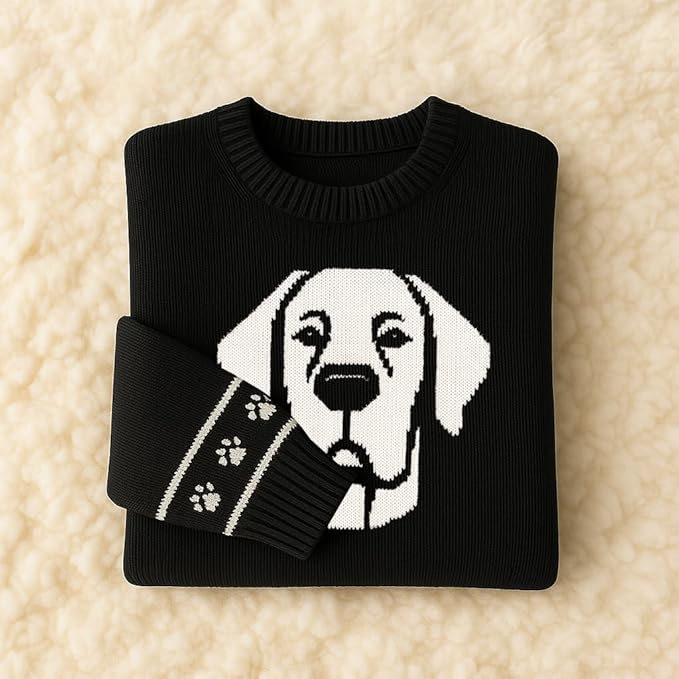 Custom Dog Knit Sweater for Women Personalized Pet Paw Print Pullover Dog Mom Gift Christmas for Pet Lovers