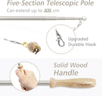 SONGWAY Cat Toys Feather Wand - Retractable Cat Wand Toy and 8 Pieces Insect Cat Feather Toys with Bell, Interactive Cat Toys for Indoor Cats Kittens