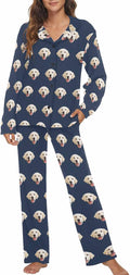 MyPupSocks Custom Face Pajamas for Women Set, Personalized Photo Long Sleepwear XS-XXL