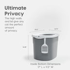 IRIS USA Top Entry Cat Litter Box, Large Enclosed with Litter Catching Lid and Scoop, Dog Proof, Cat Litter Box, Gray/White