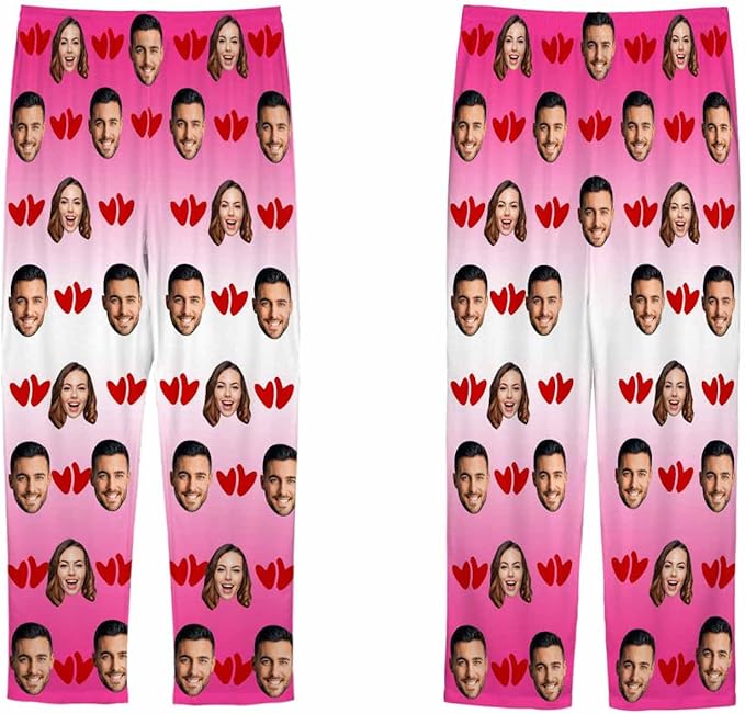 MyPupSocks Customized Face Pajamas Pants Sleep Bottoms for Men Women XS-2XL