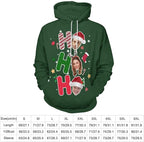 Artsadd Custom Face Unisex athletic Pockets Sweatshirt Loose Hoodie Custom Christmas Long Sleeve Sweatshirt Hooded Pullover