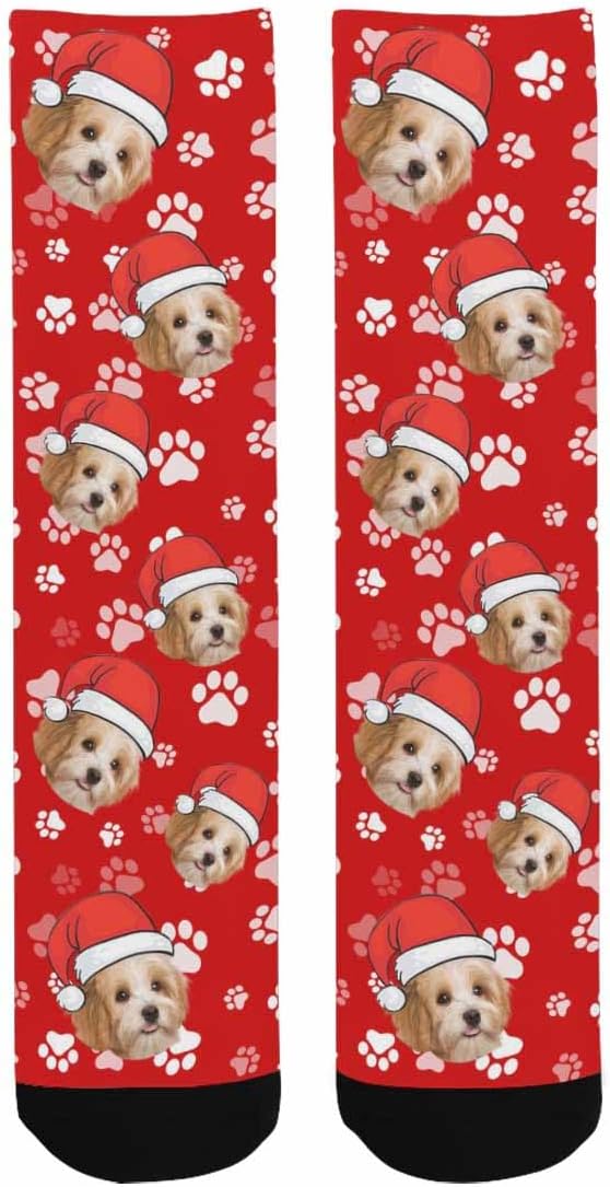 Artsadd Personalized Christmas Pajama Pants Socks for Men Custom Photo Pajama Bottoms for Men S-XXL