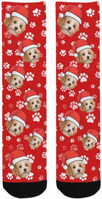 Artsadd Personalized Christmas Pajama Pants Socks for Men Custom Photo Pajama Bottoms for Men S-XXL