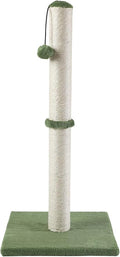 Dimaka Tall Cat Scratching Post, Claw Scratcher with Sisal Rope and Covered with Soft Smooth Plush, Vertical Scratch [Full Strectch] for Standard Size Cats (Green, 29 inches for All Cats)