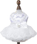 Fashion Sweet Puppy Dog Blingbling Princess Skirt Pet Dog Lace Cake Camisole Tutu Dress D-White L