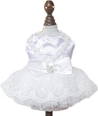 Fashion Sweet Puppy Dog Blingbling Princess Skirt Pet Dog Lace Cake Camisole Tutu Dress D-White L