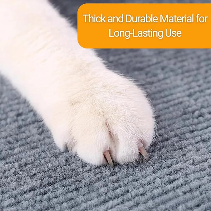 SAVUK Cat Scratching Mat for Couch Furniture Protective Cover Anti-Fall Climbing Claw Corner Wall Mat Self-Adhesive Cuttable Easy to Clean Replacement Carpet Rug (Grey, 15.8" x 78.7")