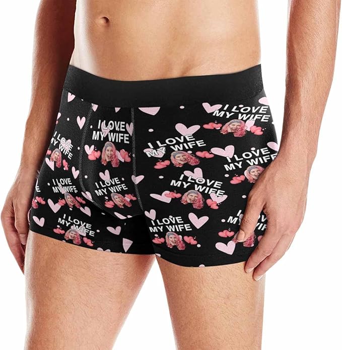 M YESCUSTOM Custom Faces Funny Short Briefs Gift for Husband Underwear