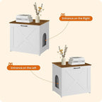 Dwanton Cat Litter Box Furniture Hidden, Cat Litter Box Enclosure, Reversible Entrance Can Be on Left or Right Side, Indoor Cabinet, Wooden Washroom, End Table, White and Warm Brown, 23.6" L