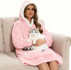 Wearable Blanket Hoodie with Giant Pocket, Soft Warm Sherpa Fleece Oversized Blanket Sweatshirt Gifts for Women Men