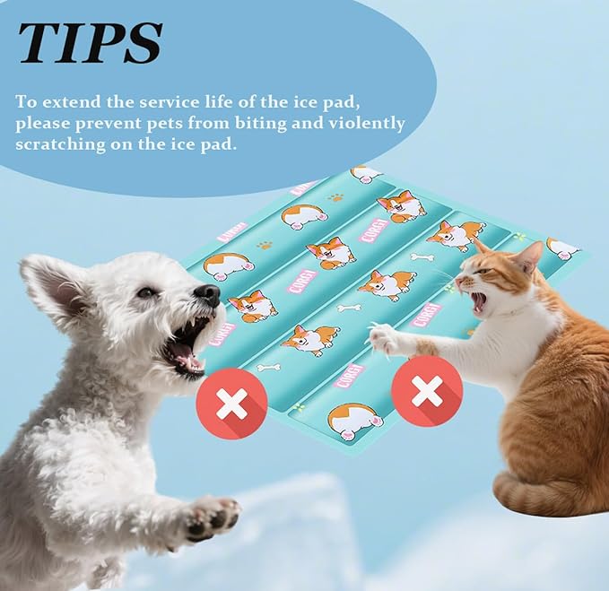 Dog Cooling Mat, Cooling Mat for Dogs & Cat, Provides Instant Relief for Small, Medium, Large Dogs, Washable, Non-Slip Design, Perfect for Hot Summer Days to Keep Pets Comfortable(Small 20''*16'')