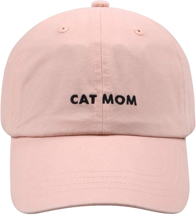 Cat Mom & Dad Hats for Proud Cat Parents | for Men & Women | Embroidered Text - Adjustable Fit - 100% Cotton