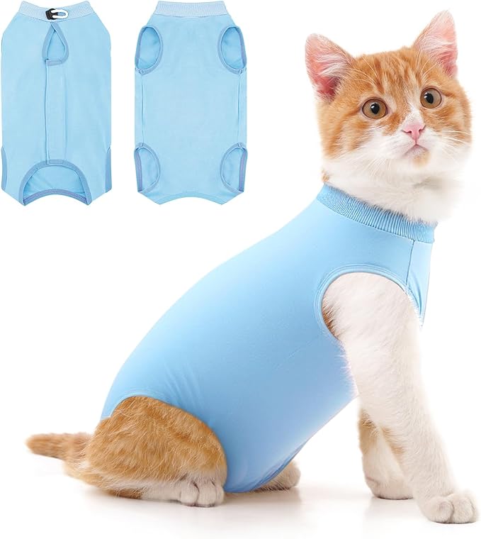 Cat Recovery Suit for Abdominal Wounds or Skin Diseases, Cat Onesie for Cats After Surgery Female Kitten Recovery Suit, Breathable E-Collar Alternative for Cats After Spay Anti Licking Wounds
