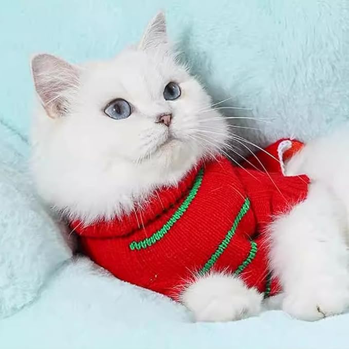 ANIAC Christmas Puppy Sweater Snowman Small Dog Knitwear Snowflake Cat Outfit Pet Winter Clothes Cold Weather Xmas Sweatshirt for Kitten Chihuahua Yorkie XS,Red (Snowman, X-Small)