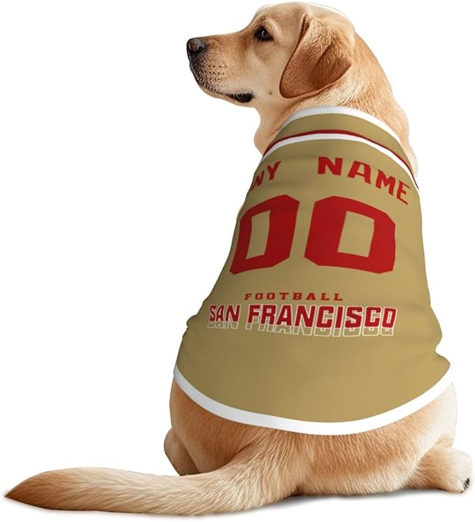 San Francisc0 Custom Pet Jersey Dog Clothes Jersey Various Sizes Customized Any Name & Number for Small & Middle and Big Dogs