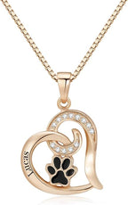 Personalized Cute Dog Cat Paw Name Necklace Forever Love Custom Heart Pendant Pet Name Necklace Gift for Pet Lovers