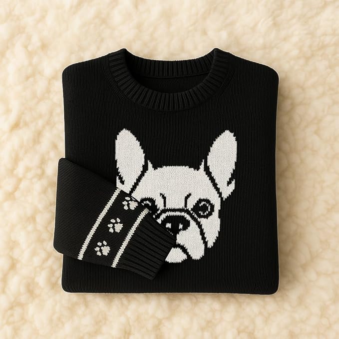 Custom Dog Knit Sweater for Women Personalized Pet Paw Print Pullover Dog Mom Gift Christmas for Pet Lovers