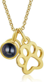 Personalized Cute Dog Cat Paw Name Necklace Forever Love Custom Heart Pendant Pet Name Necklace Gift for Pet Lovers
