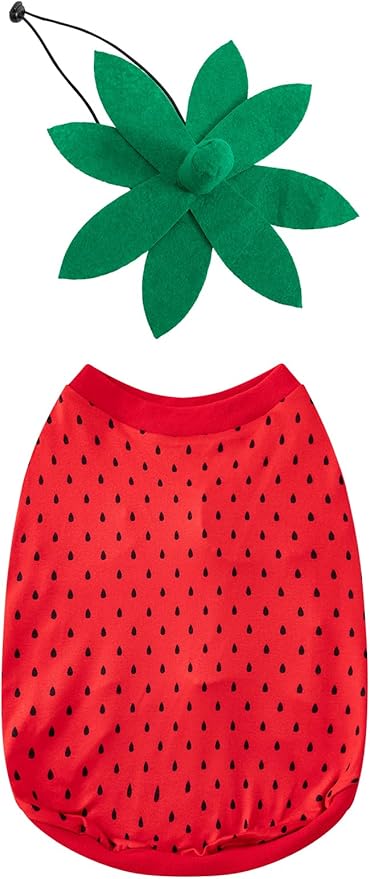 Pet Halloween Costume Dog Strawberry Costume Role Play Clothes for Thanksgiving Christmas (Red, S)