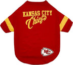 NFL Kansas City Chiefs Dog & Cat T-Shirt, Small. Football PET TEE for NFL Team Fans. New & Updated Fashionable Stripe Design, Durable & Cute