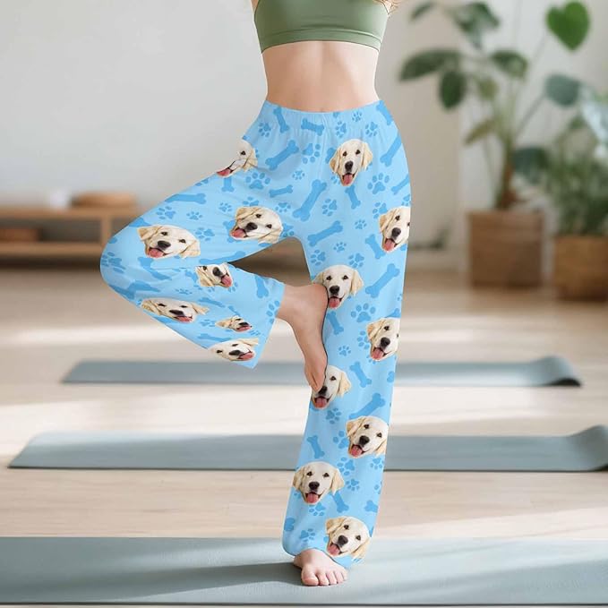 Custom Couple Pajama Pants Sock with Funny Face, Personalized PJ Anniversary Birthday Women Men Pants