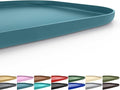 Silicone Pet Feeding Mat with Raised Edge for Food and Water, Dog Bowl Mats, Cat Bowls Placemat with High Lip for Floor Waterproof, Rubber Tray for Cats and Dogs 22 x 14 x0.8 Slate Blue