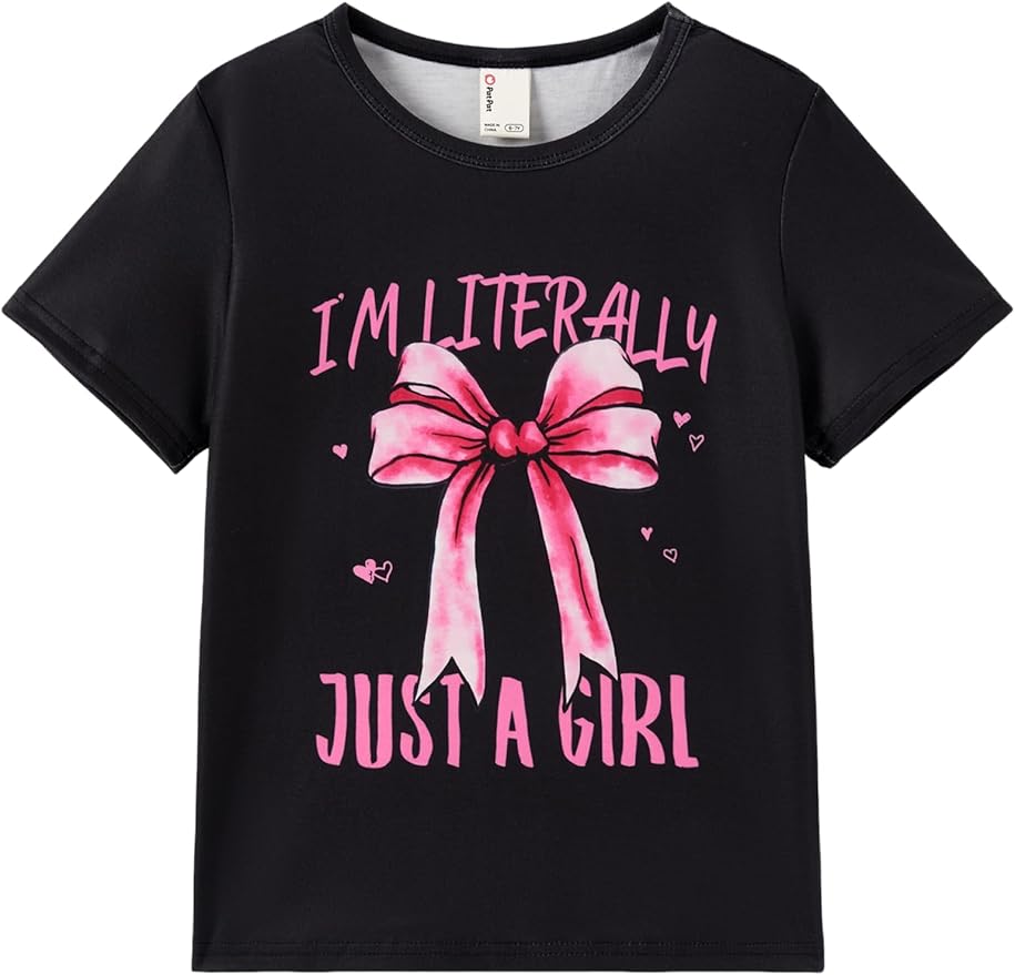 PATPAT Girls Crewneck Short Sleeve Graphic Tees Animal Print Shirts Cute Summer Outfits 5-12 Years