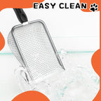 Cat Litter Scoop,Sturdy Litter Cleaner Corner Shovel,Stainless Steel Mesh Litter Shovel,Easy to Clean Reptile Terrarium Sand Waste,Beach Shovel(Black)
