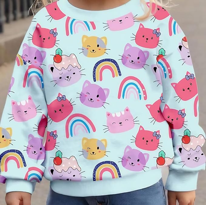 RETSUGO Toddler Baby Girls Sweatshirts Casual Pullover Crewneck Winter Long Sleeve Tops Shirts Clothes 3T-8T