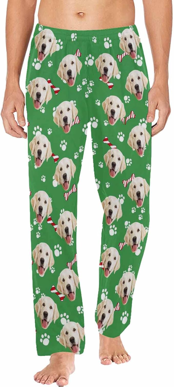 MyPupSocks Custom Pet Face Pajamas Pants Photo Pajama Bottoms for Men S-XXL