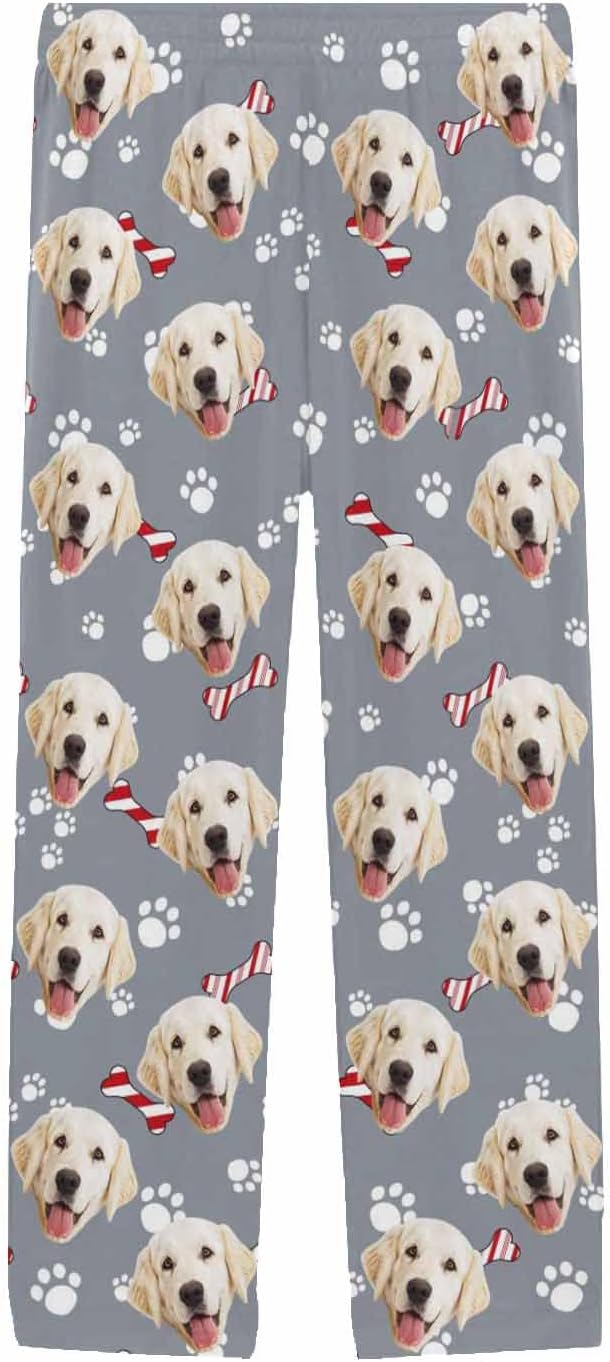 MyPupSocks Custom Pet Face Pajamas Pants Photo Pajama Bottoms for Men S-XXL