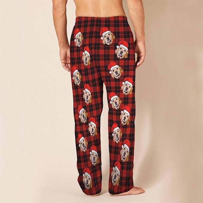 MyPupSocks Custom Pajama Pants for Pet Lover, Personalized Photo Face Printed Pajama Bottoms Sleepwear with Pockets