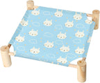 Patas Lague Cat and Dog Hammock Bed for Small Dogs, Brethable Wooden Cat Pet Rabbit Elevated Cooling Outdoor Bed Cots Furniture for All Seasons Rabbits