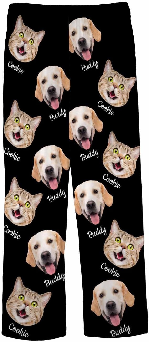 MyPupSocks Custom Pajama Pants for Pet Lover, Personalized Photo Face Printed Pajama Bottoms Sleepwear with Pockets