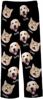 MyPupSocks Custom Pajama Pants for Pet Lover, Personalized Photo Face Printed Pajama Bottoms Sleepwear with Pockets