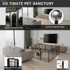 Dog Play Pen Indoors/Outdoor,32'' Portable Dog Fence with Easy-Carry Straps,12 Panels Dogs Pen Play Pen for Medium/Large Dogs,Rustproof Metal Pet Playpen for Camping RV Yard (with Two Doors)