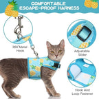 BINGPET Cat Harness - with Leash Included - Mesh Cat Dog Walking Harness Adjustable Harness for Kitties Puppy Harness Adjustable Cat Vest Harness Small Pineapple