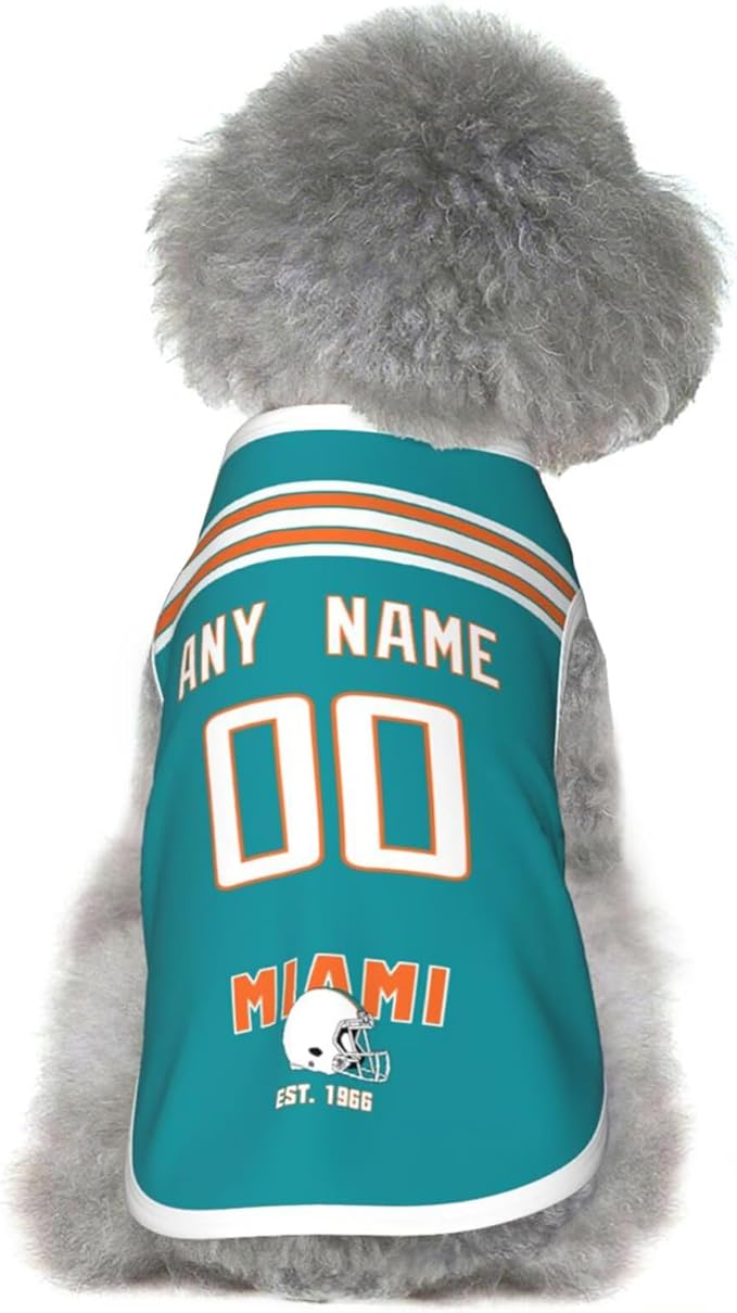 Miami Dog Clothes Jersey Pet Jersey Customized Any Name & Number S-5XL for Small Middle and Big Dogs