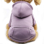 Jecikelon Winter Dog Hoodie Sweatshirts with Pockets Warm Dog Clothes for Small Dogs Chihuahua Coat Clothing Puppy Cat Custume (Purple, Medium)
